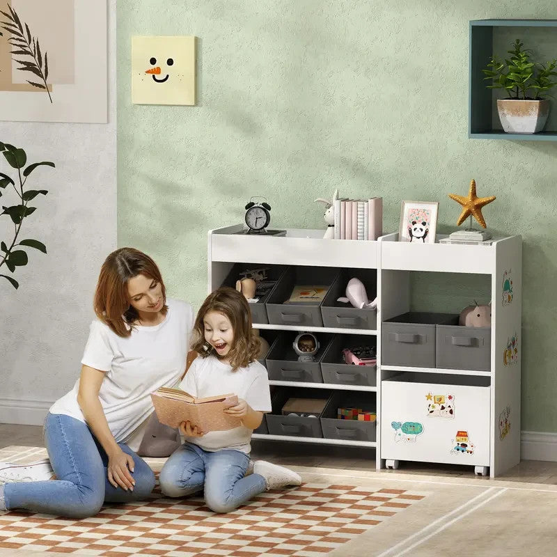 Kids Toy Storage Unit with Bins Cabinet & Shelves for Playroom Nursery