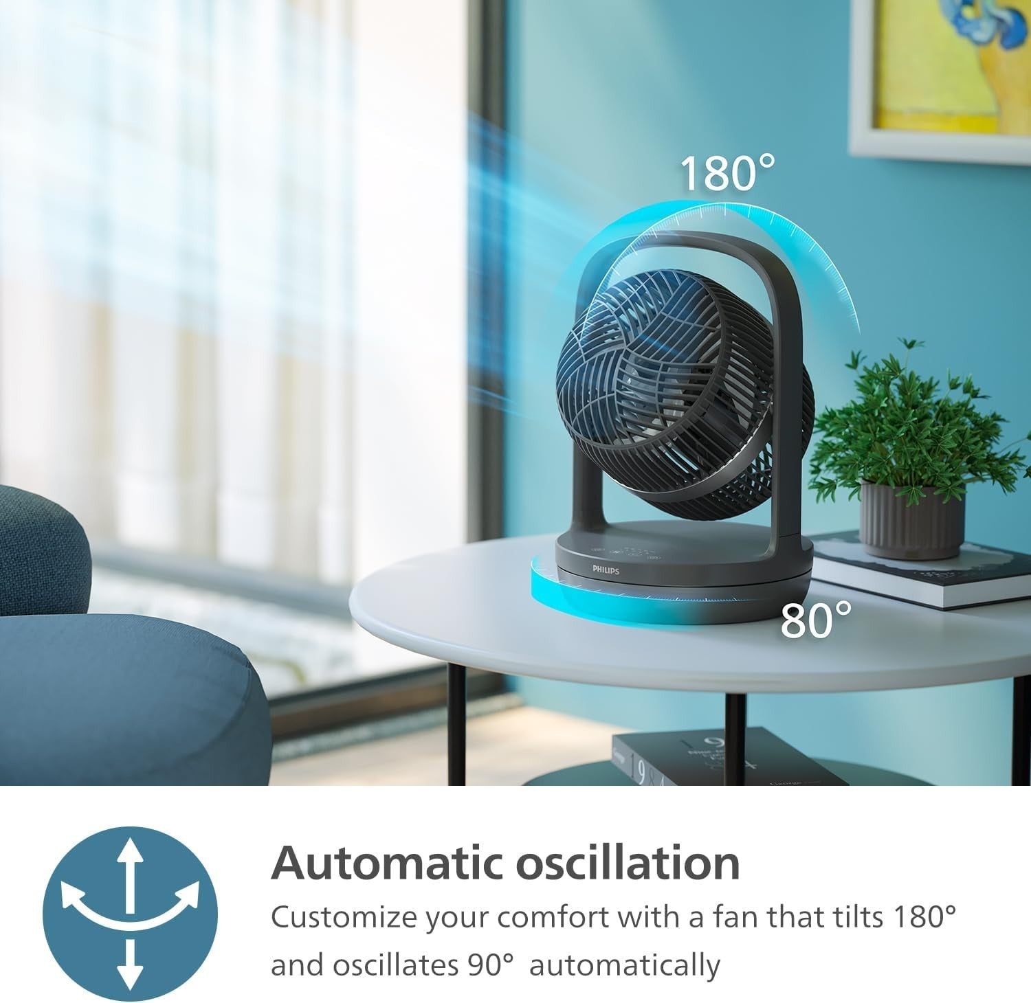 Ultra Quiet Oscillating Desk Fan – 23dB 3-Speed Air Circulator 180° Tilt Timer