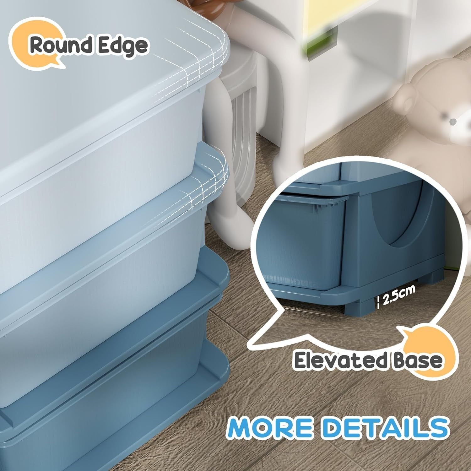 Kids 9-Drawer Storage Unit Toy Organizer Chest with Safe Rounded Corners Blue