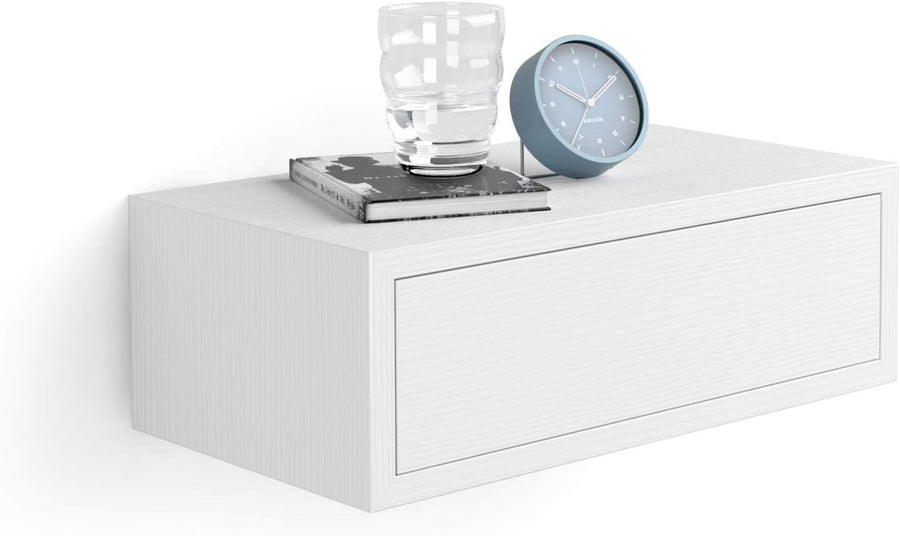 Floating White Wall Bedside Table with Drawer – Modern Minimalist Nightstand