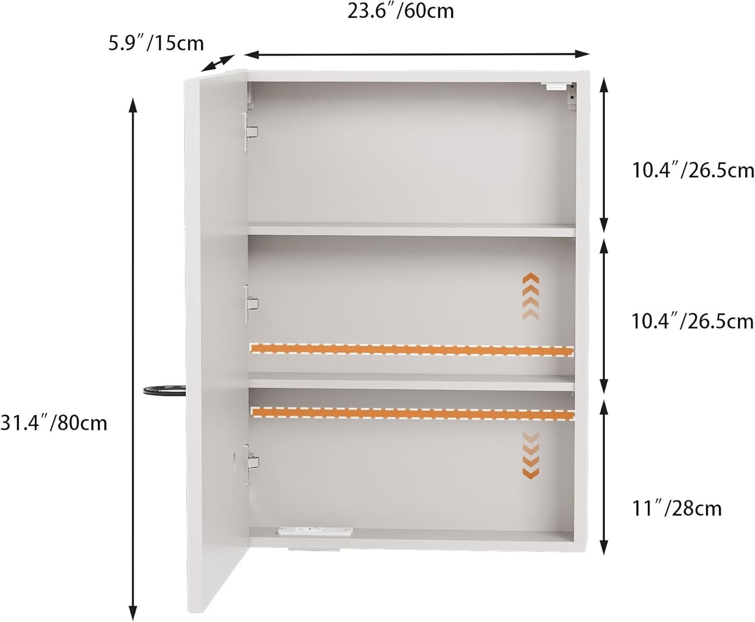 LED Bathroom Mirror Cabinet 60x80cm Wall Unit Demister Light Socket