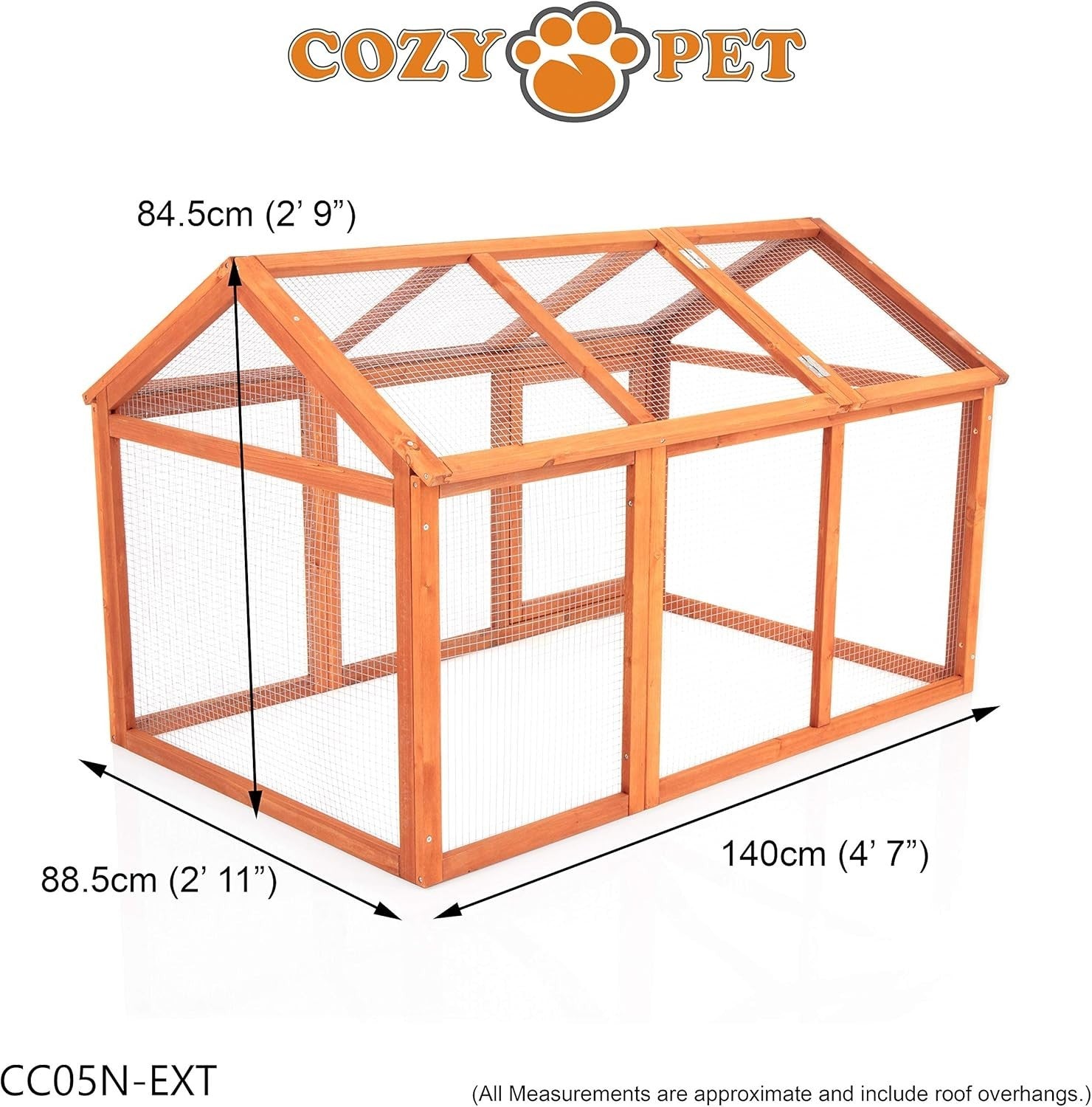 Chicken Coop Run Extension Wooden Outdoor Enclosure Secure Add-On 140cm