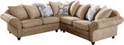 Beige Corner Sofa 5 Seater L Shape Oak Frame Comfy Couch for Lounge