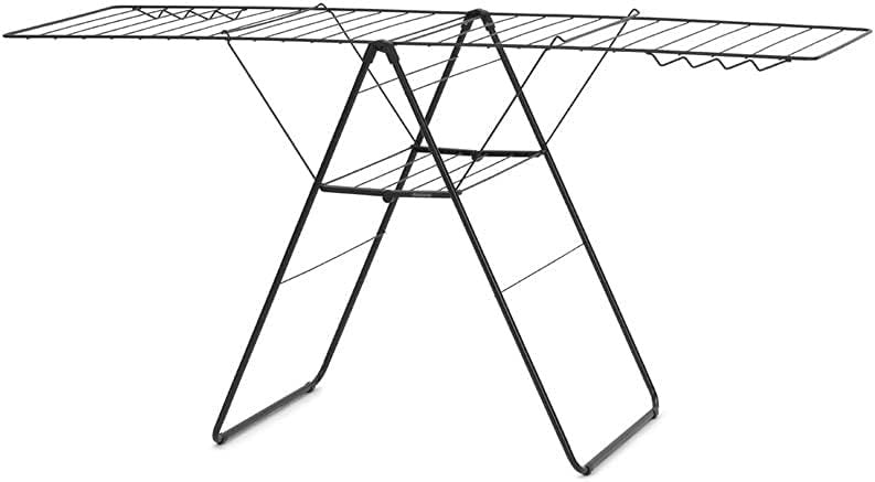 25m Clothes Airer Folding Indoor Drying Rack Stainless Steel Matt Black