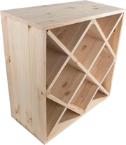 24 Bottle Wooden Wine Rack Cube Storage Stand | Freestanding Pine Display Unit