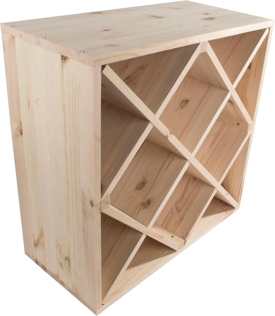 24 Bottle Wooden Wine Rack Cube Storage Stand | Freestanding Pine Display Unit