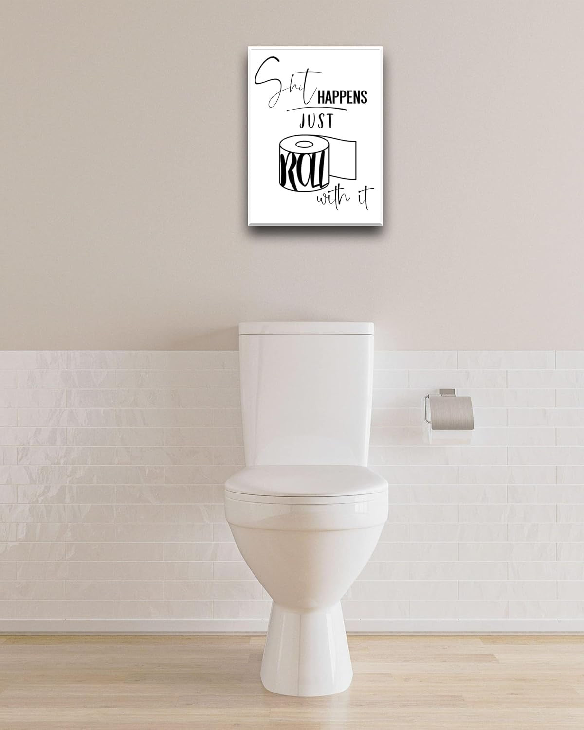 Funny Bathroom Wall Art 12x16 Framed Waterproof Canvas