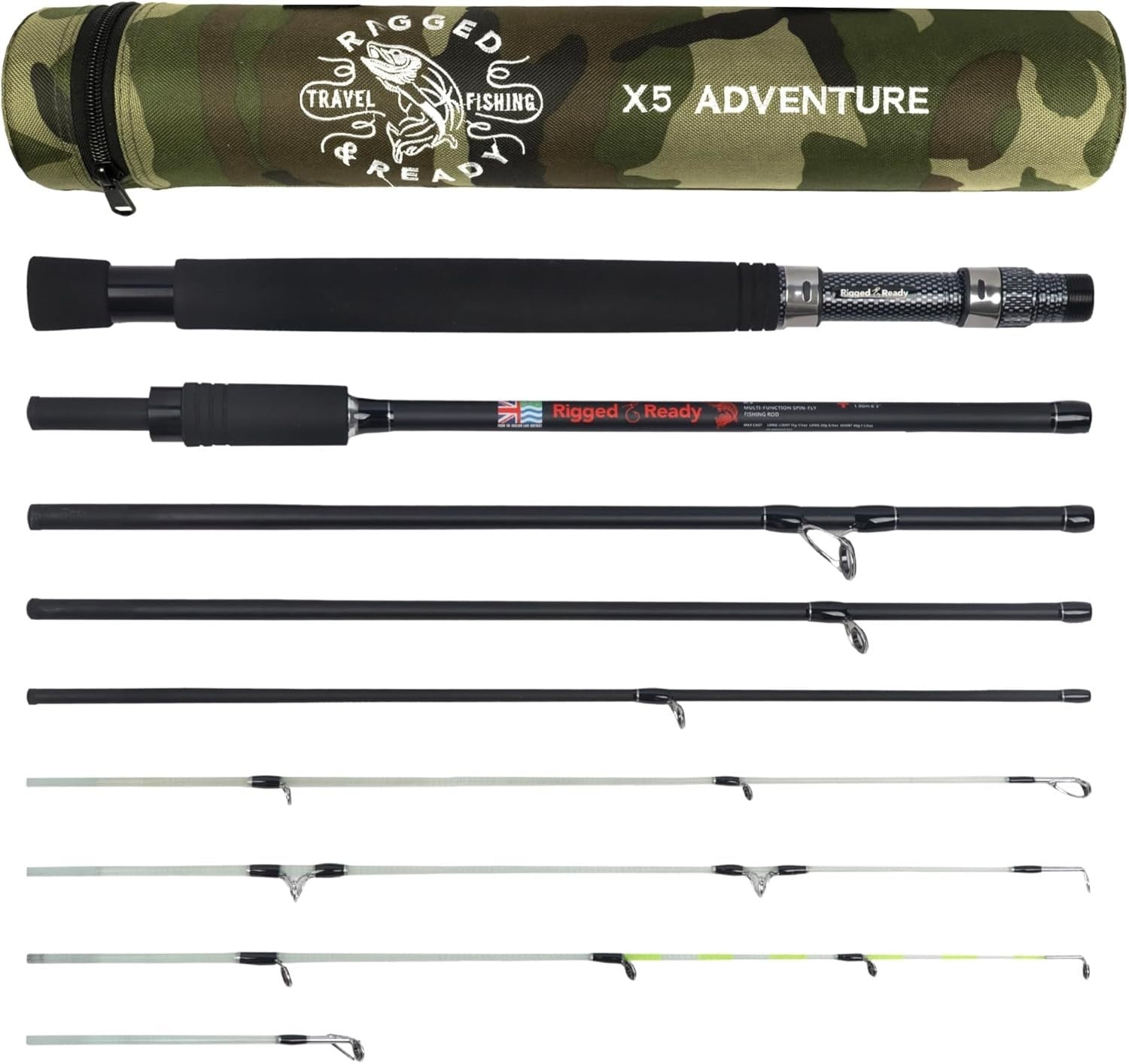 Travel Fishing Rod X5 – 5-in-1 Spin, Fly, Salt & Freshwater Compact Rod