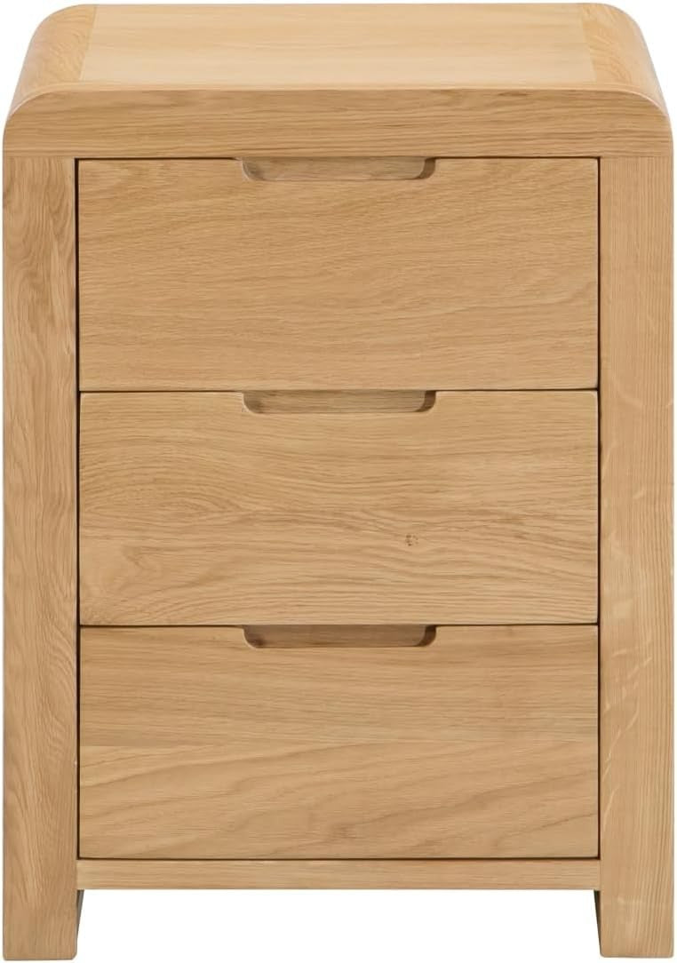 Oak 3 Drawer Bedside Table Solid Wood Unit Nightstand Storage Chest