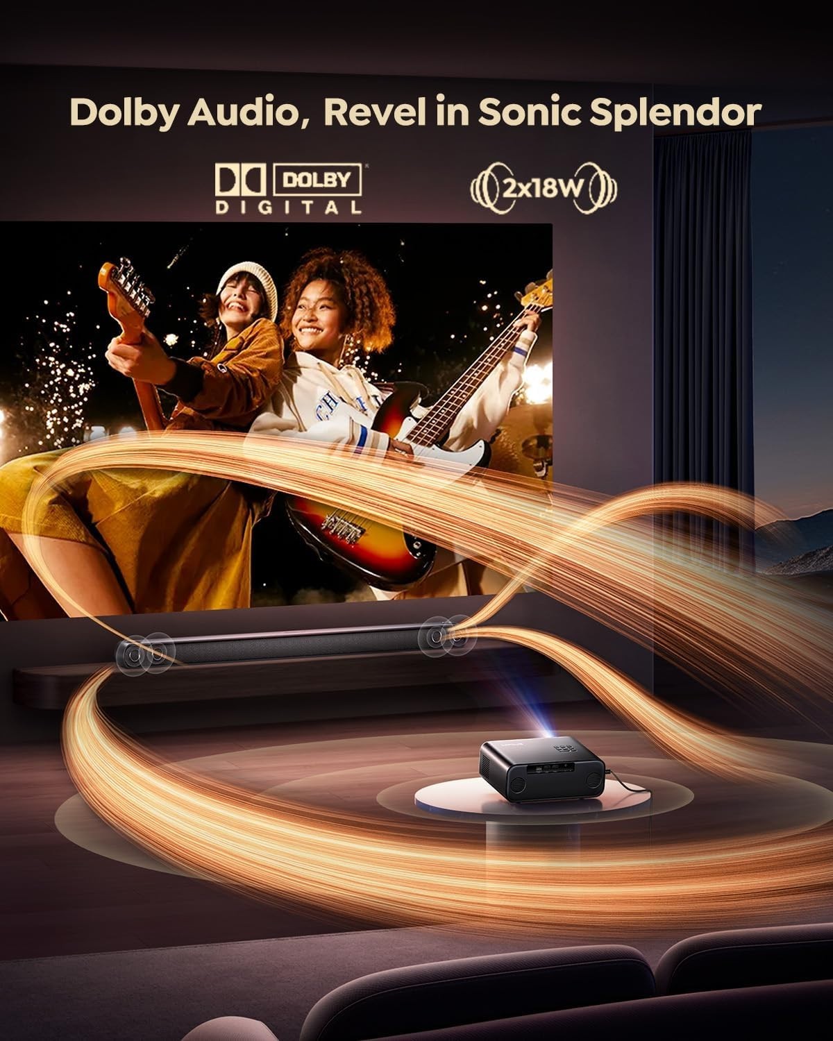 Smart 4K Projector WiFi 6 Bluetooth Dolby Auto Focus 1200 ANSI