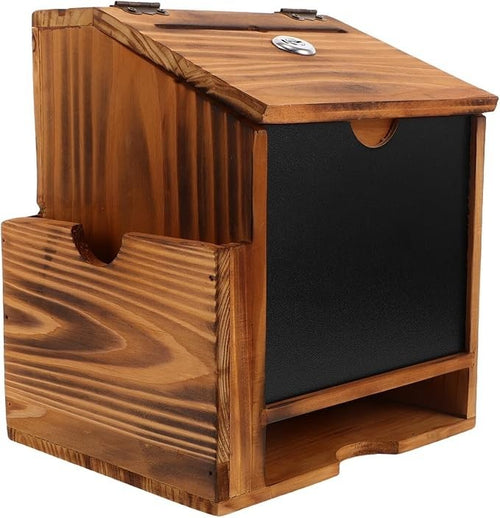 Locking Wall Mounted Wooden Suggestion Box – Secure Mail Ballot Donation Drop
