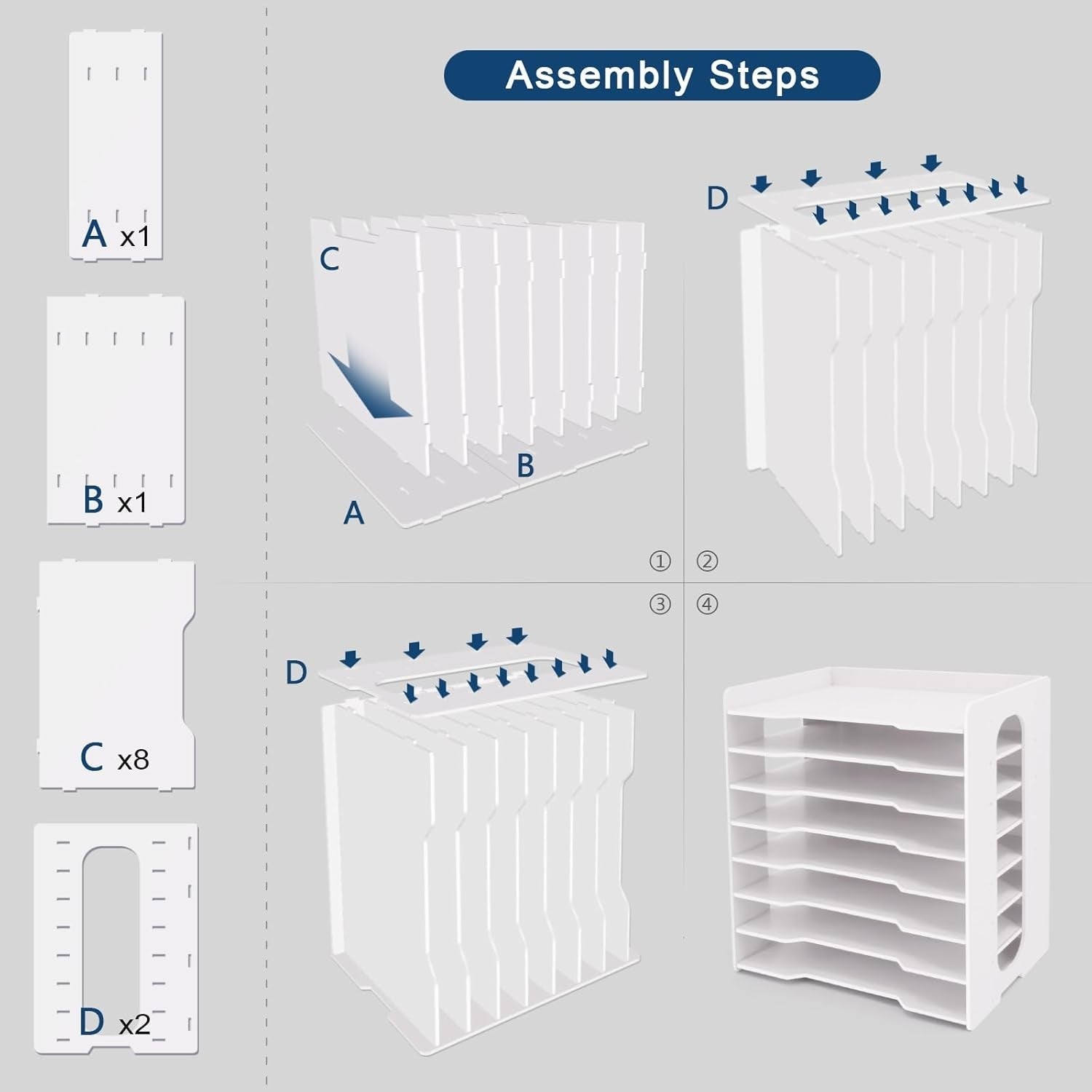 Large 8-Tier Desk Paper Organizer – Legal Size File Sorter & Mail Tray