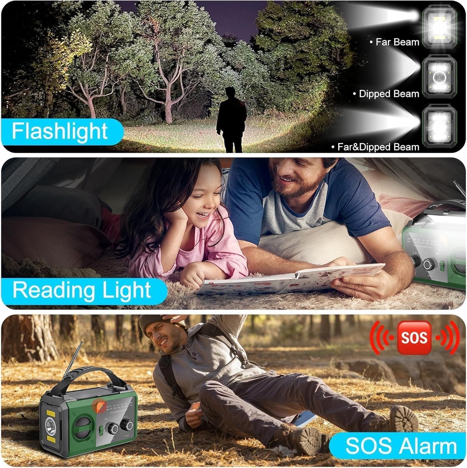 Solar Wind-Up Emergency Radio 27000mAh Power Bank, SOS Torch, AM/FM