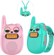 Kids Rechargeable Walkie Talkies Watch Style FM Radio LED Lights Toy