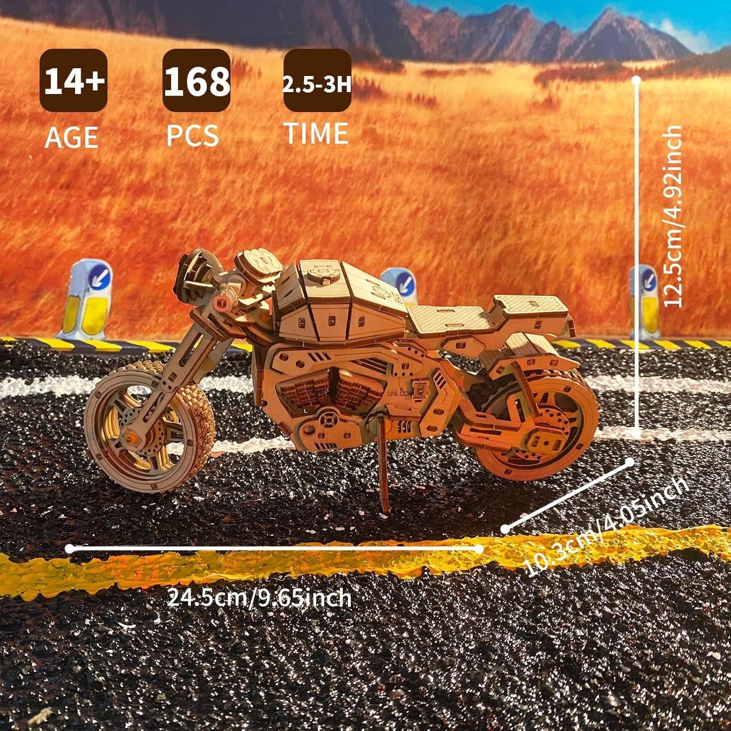 3D Wooden Motorcycle Puzzle Model Kit – DIY Craft, Handcrafted, Gift Ready