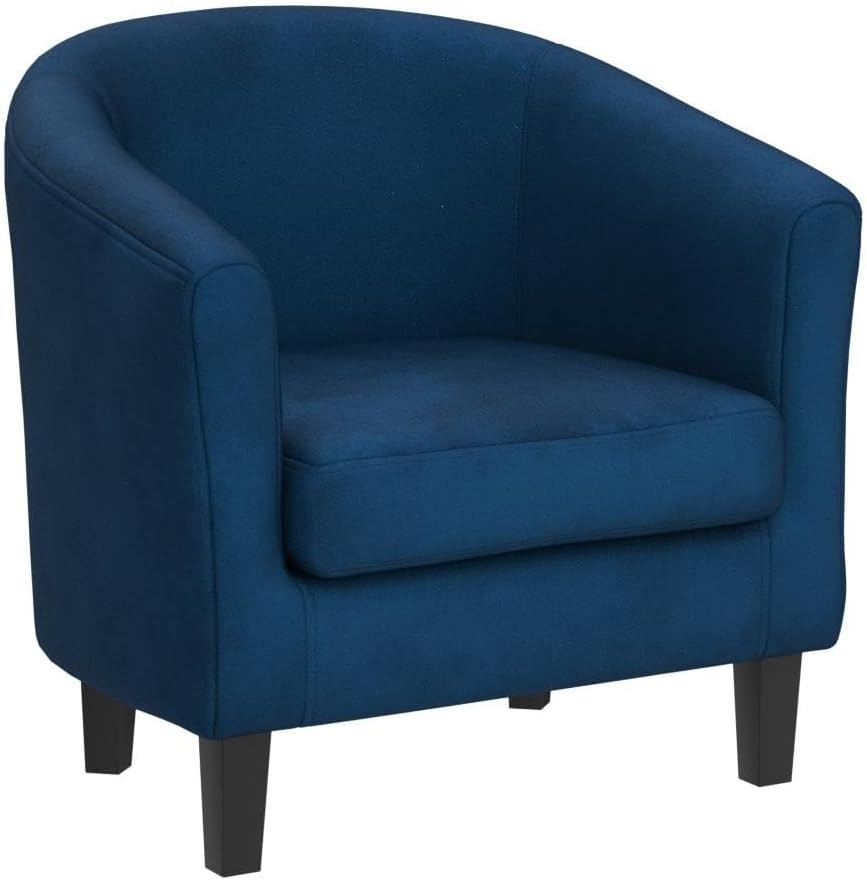 Velvet Tub Chair Armchair Blue Accent Seat for Living Room Dining Cafe