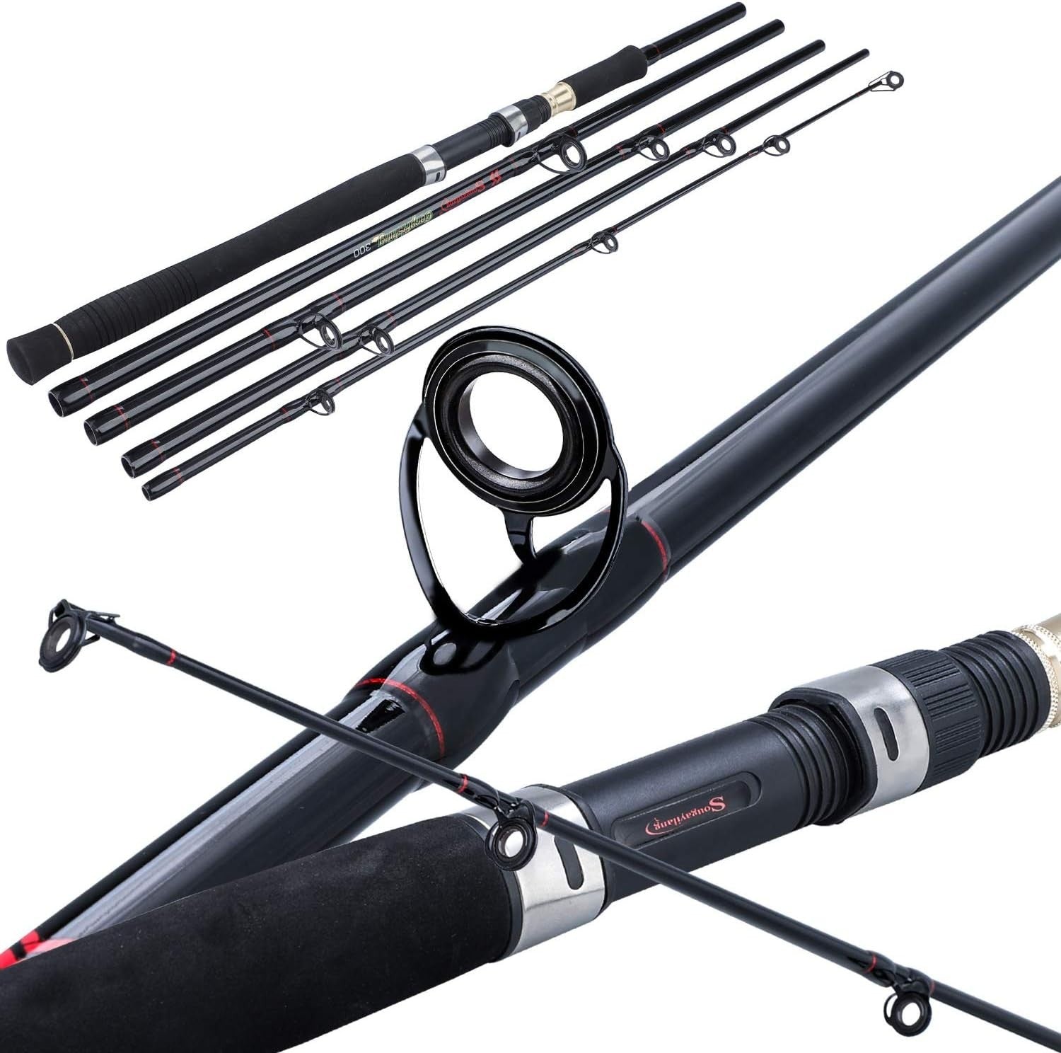 3m 5-Section Carbon Fiber Carp Rod | Portable Travel Spinning Fishing Gear
