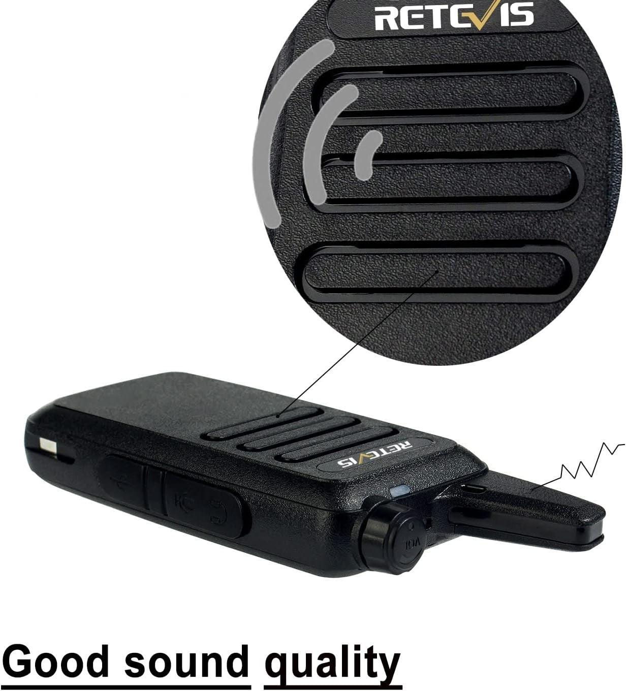 Mini Walkie Talkies PMR446 Rechargeable VOX w Headset 2 Pairs Black