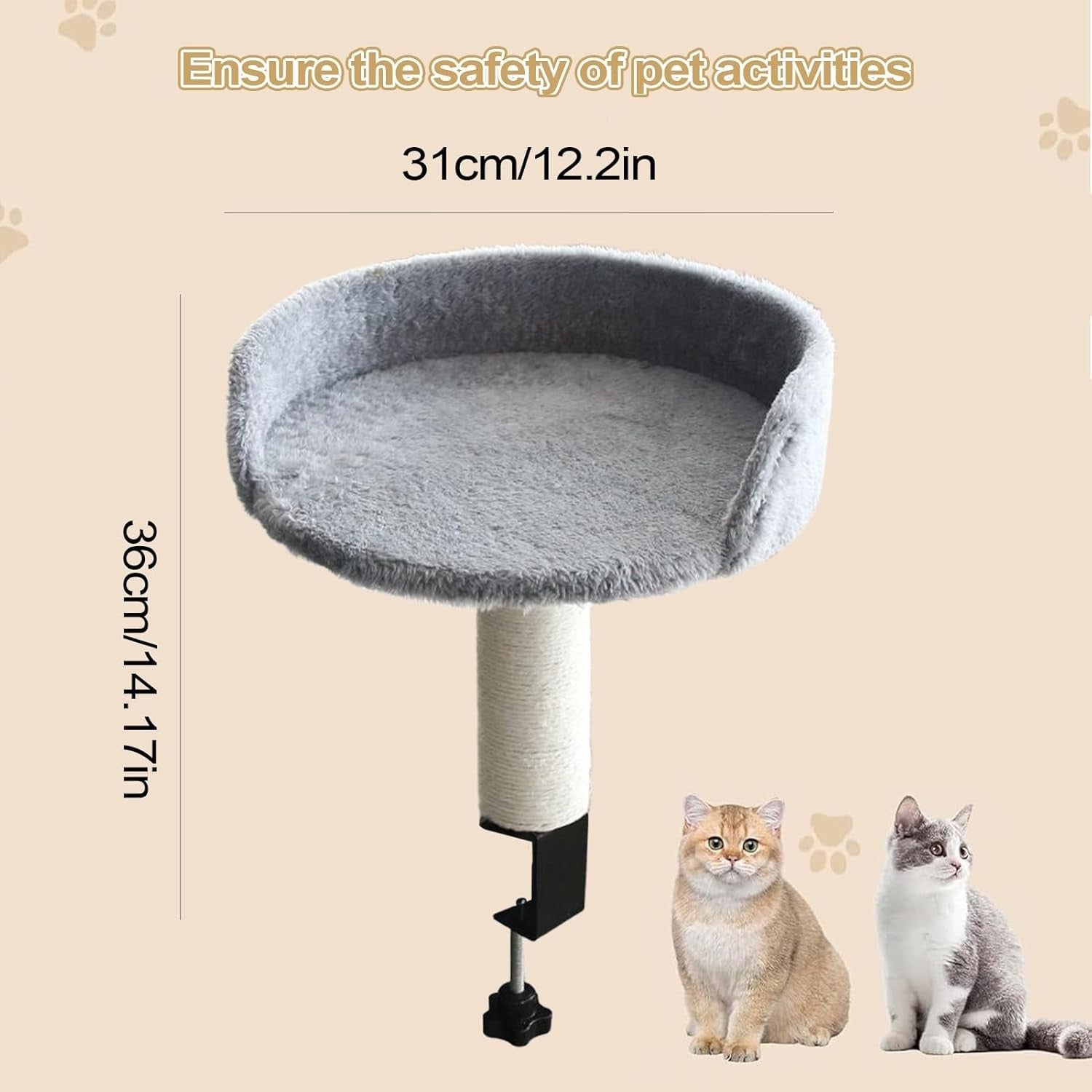 360° Rotating Cat Desk Bed Heavy Duty Steel Clamp On Cat Nest