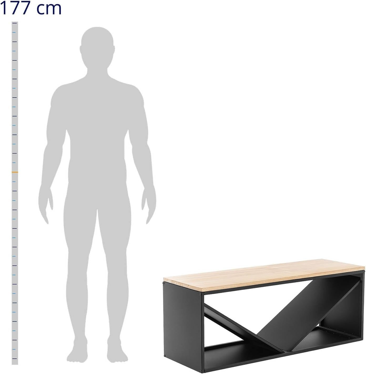 Firewood Rack with Bench | Durable Steel & Wood | 104x35x41 cm | Holds 20 kg