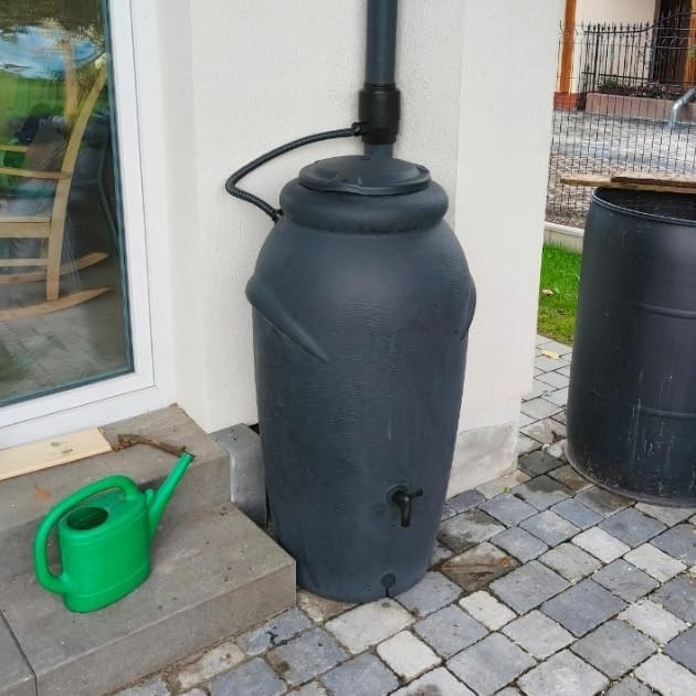 210L Red Brick Garden Water Butt with Tap & Complete Connection Kit