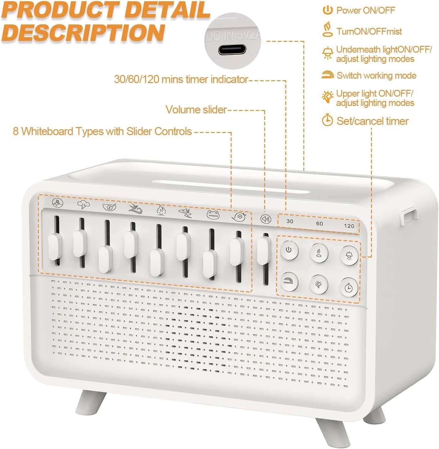 Portable White Noise Machine 22 Sounds Night Light Baby Kids Adults Sleep.