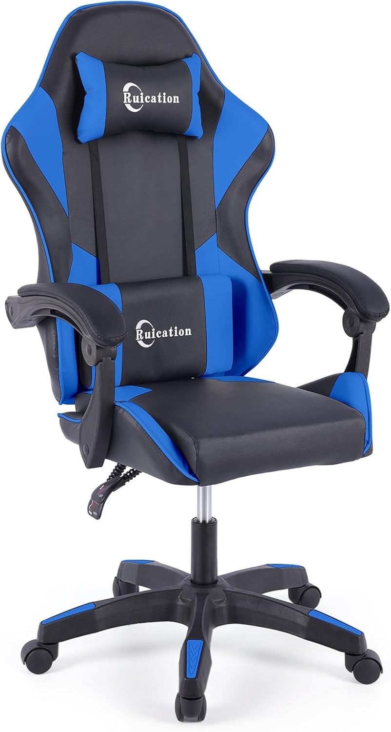 Ergonomic Gaming Chair Reclining Office Desk Chair Lumbar Support Blue