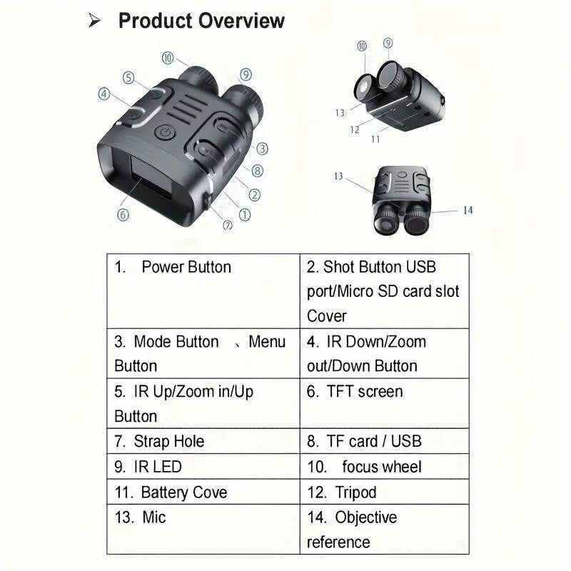 5X Zoom 1080P HD Night Vision Binoculars + 32GB TF Card for Camping Hiking