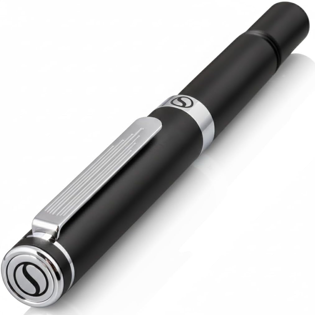 EDC Black Rollerball Pen Chrome Finish Super Fine Pocket Pen Model