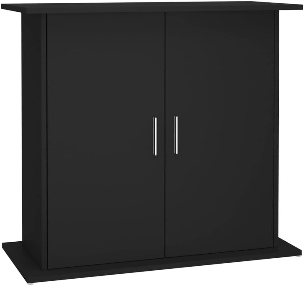 Black Engineered Wood Aquarium Stand Fish Tank Storage Secure 98x41x76cm
