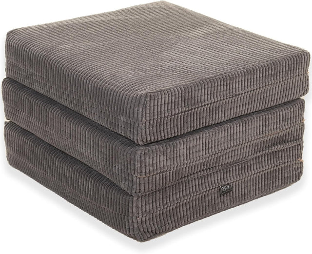 Z Bed Chair Futon Mattress Grey Fold Out Single Sofa Bed Footstool Seat