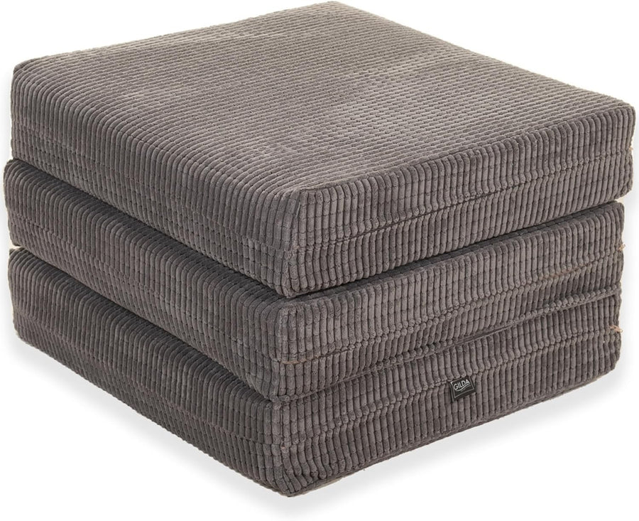 Z Bed Chair Futon Mattress Grey Fold Out Single Sofa Bed Footstool Seat