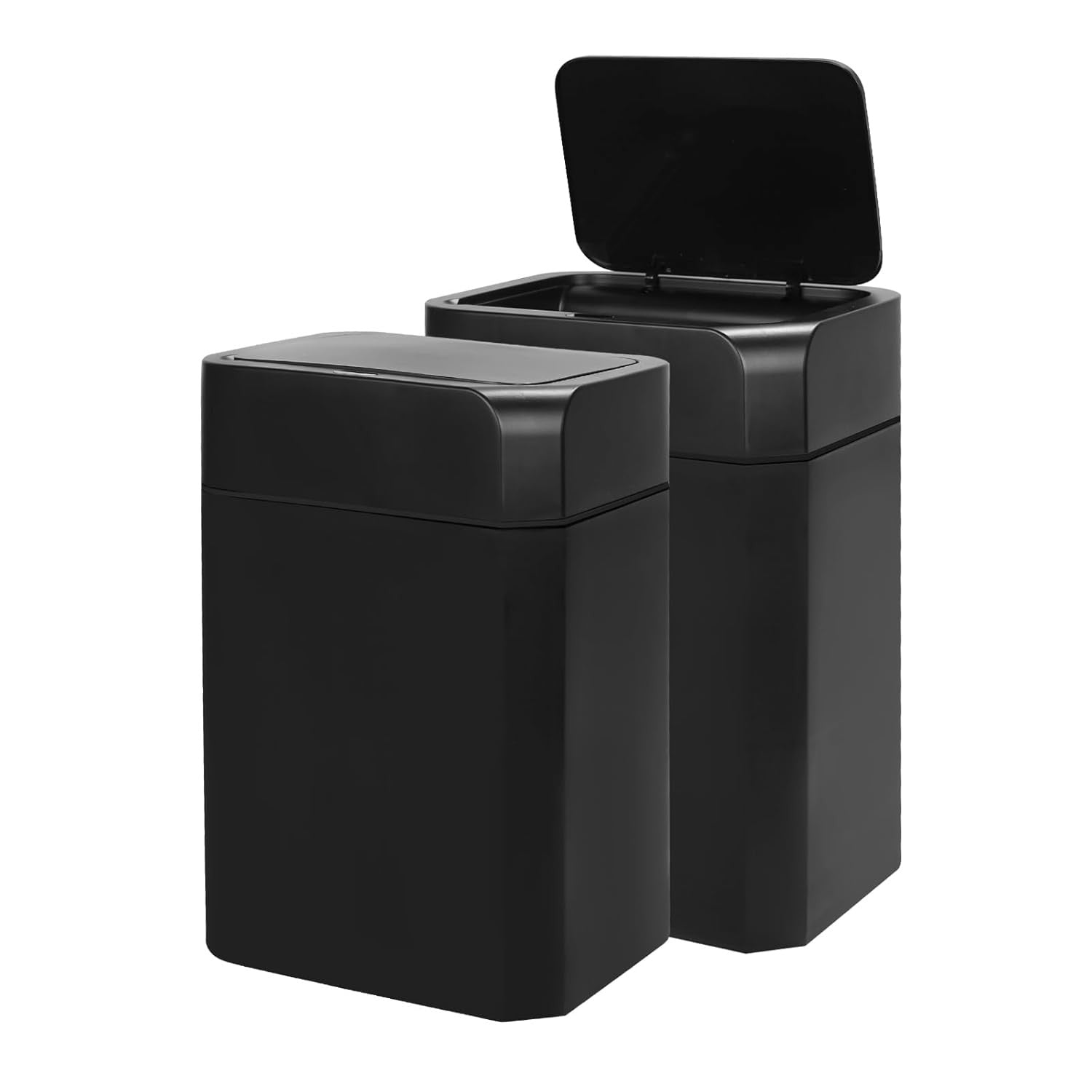 3.5 Gallon Motion Sensor Bathroom Bin Black Slim 2 Pack