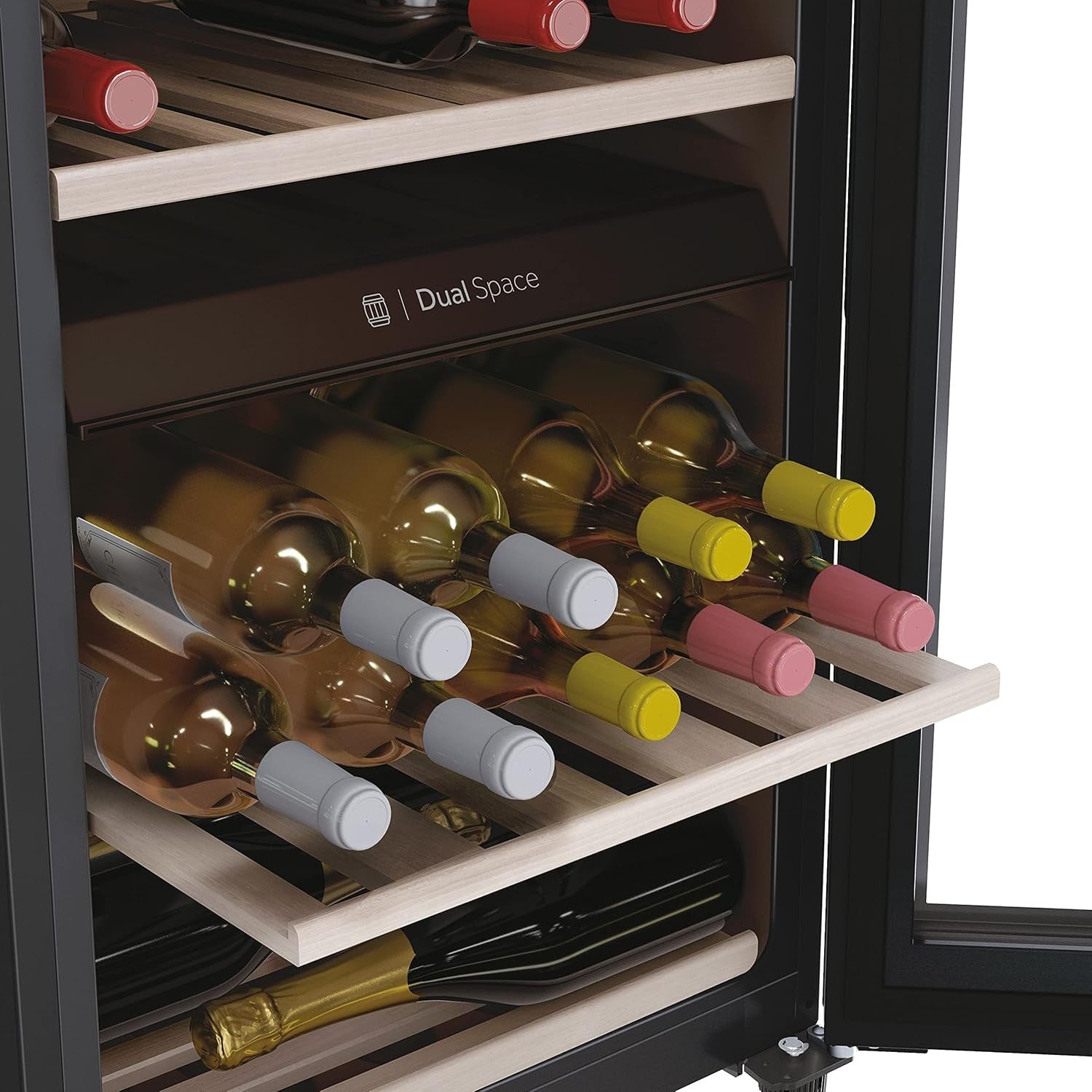 42 Bottle Wine Cooler Fridge Dual Zone Glass Door Digital Control Black