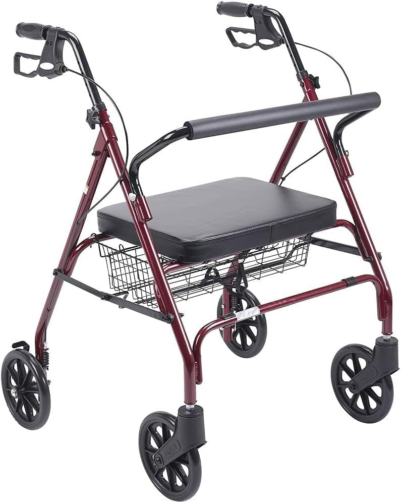 Heavy Duty Bariatric Rollator Walker Extra Wide Seat Folding Aluminium
