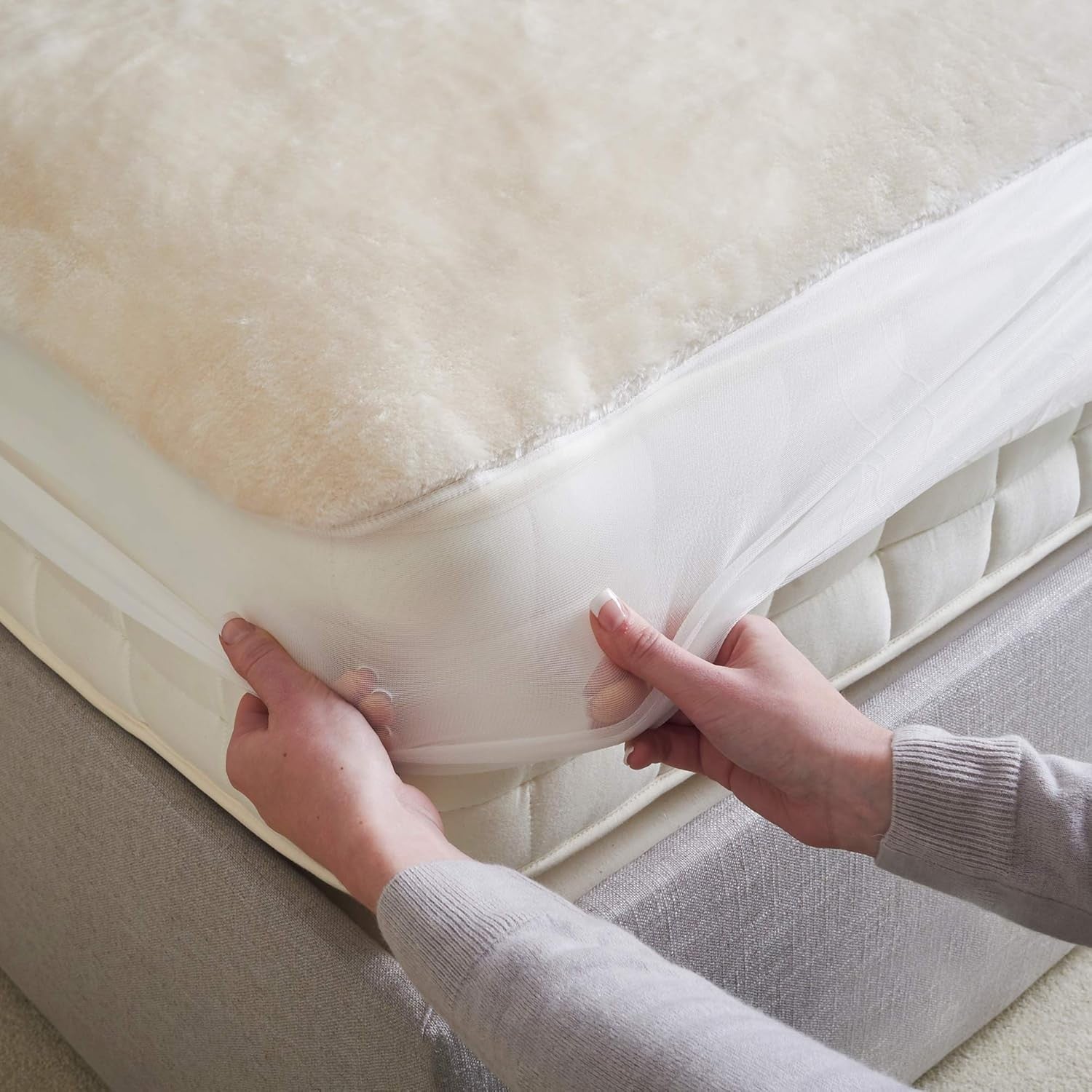 Single Electric Heated Mattress Protector Faux Fur Washable Fitted Warm
