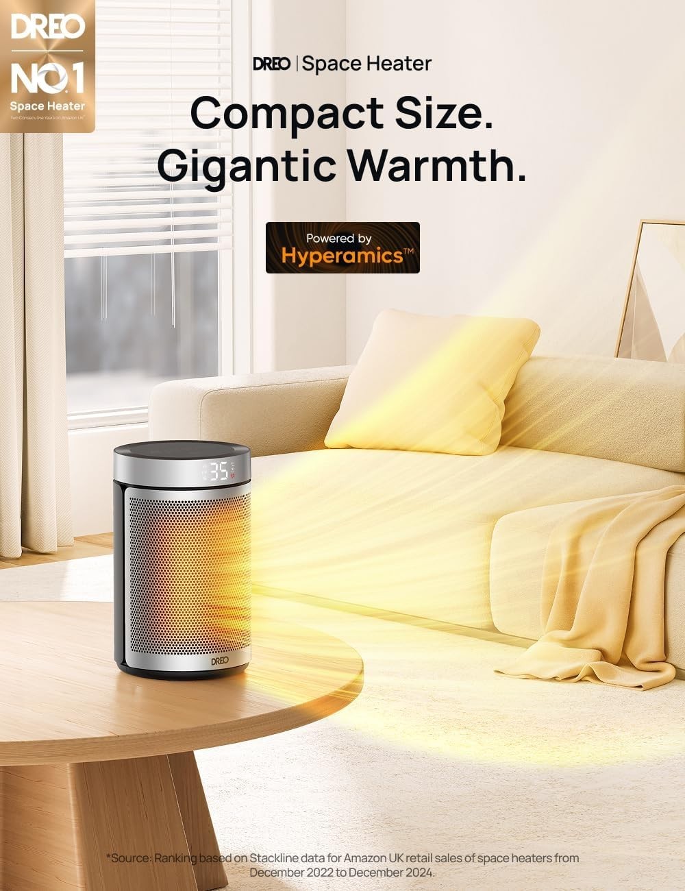 1500W Portable Space Heater – Silent, Energy-Efficient, Thermostat & Timer