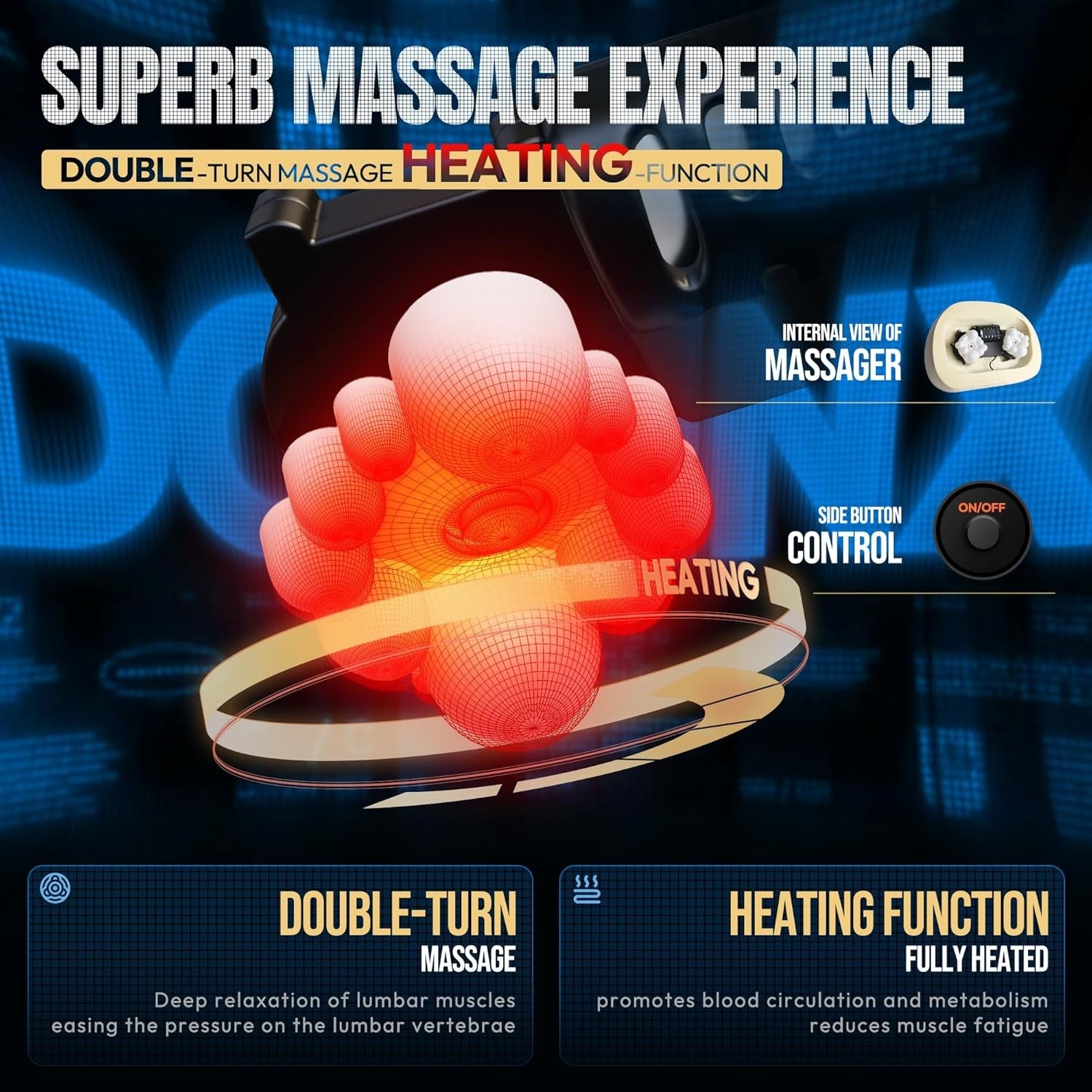 Heated Massage Gaming Chair Recliner with Footrest Ergonomic Black