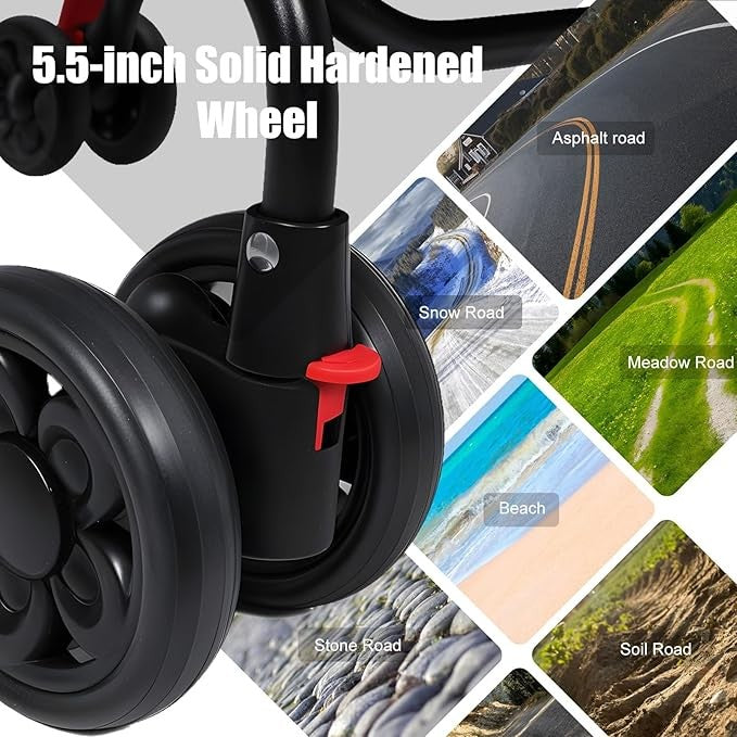 Dog Stroller Foldable Pet Pram 4 Wheel Travel Pushchair with Cup Holder