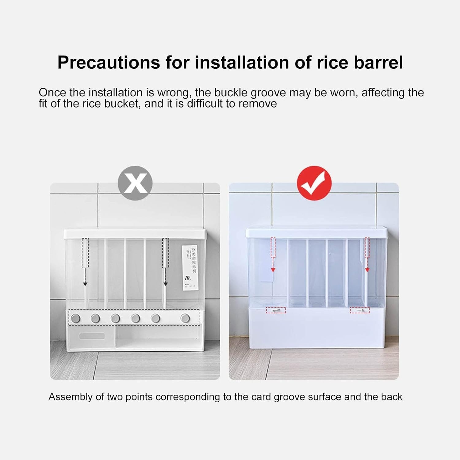 10L Wall Mounted Rice Dispenser 6 Grid Airtight Grain Storage Bin