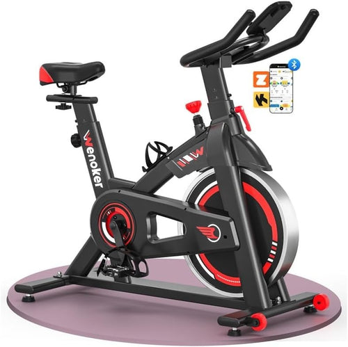 Quiet Magnetic Spin Bike w/ APP, LCD Monitor, Tablet Holder & 350lb Capacity
