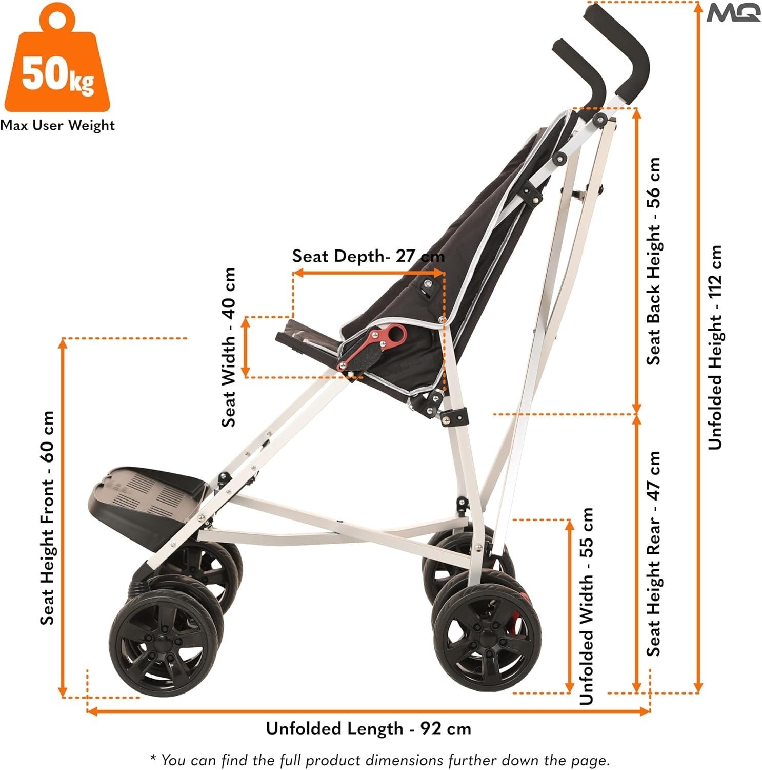 XL Disability Pushchair Special Needs Stroller 50kg Lightweight Foldable