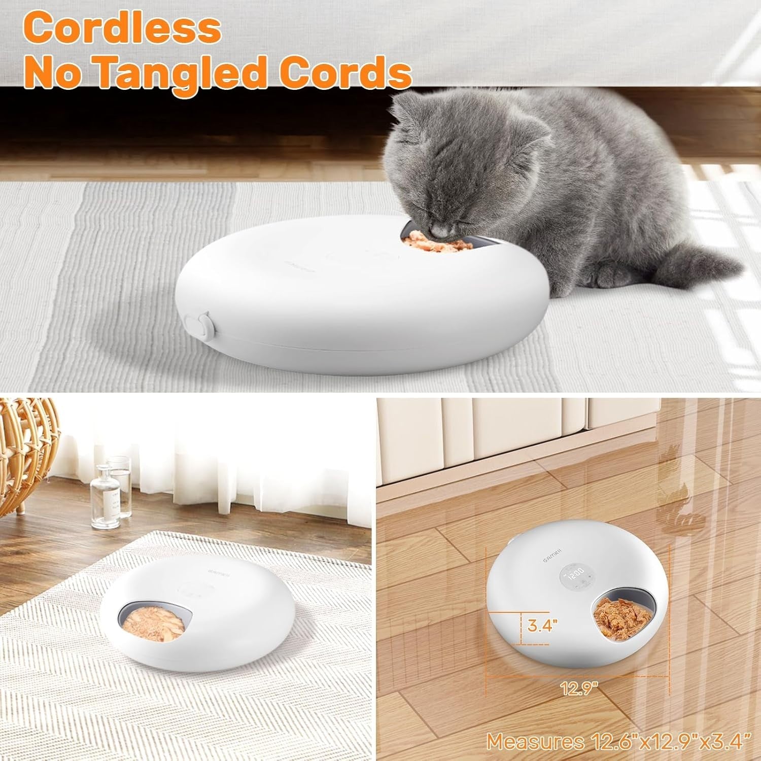 Automatic Wet Cat Feeder 6 Meal Timer Food Dispenser Ice Packs Rechargeable