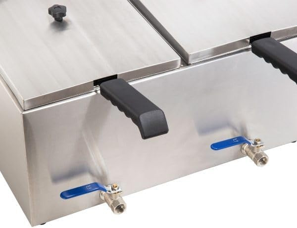 Commercial Electric Deep Fat Fryer 20L Dual Tank 6000W Drain Tap