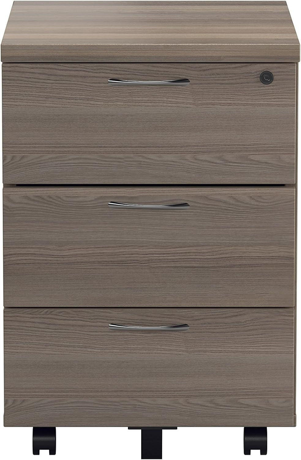 Lockable 3 Drawer Mobile Filing Cabinet Pedestal Office Storage Grey Oak