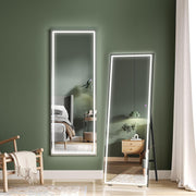LED Full Length Mirror 140x50cm Wall Mount Dimmable Touch Light Black