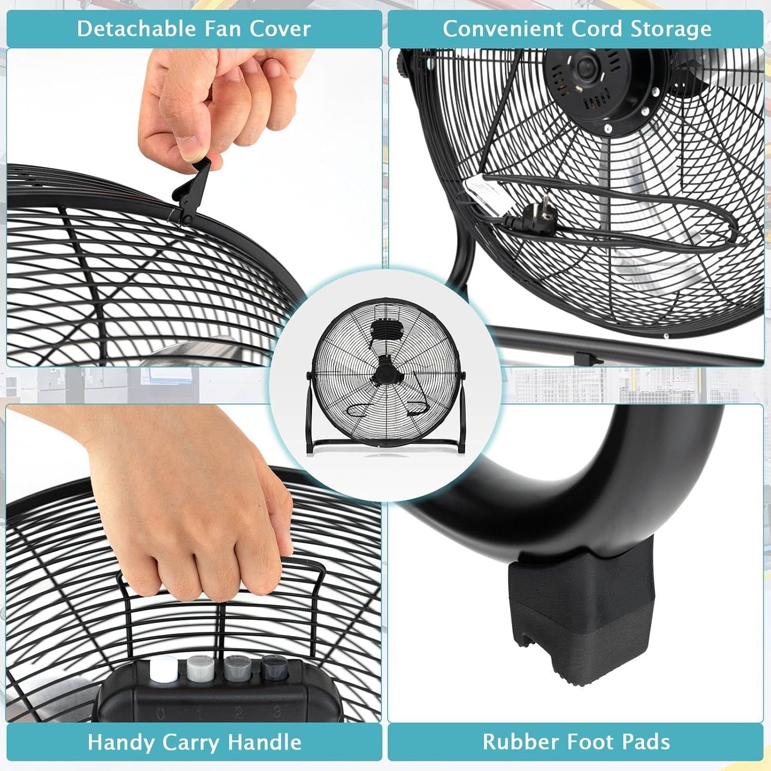 20" High Velocity Floor Fan – 3-Speed Adjustable Tilt Air Circulator for Home