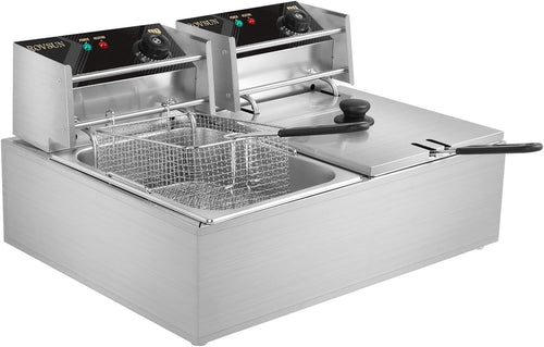 12L Double Deep Fat Fryer 5000W Commercial Dual Tank Electric Fryer