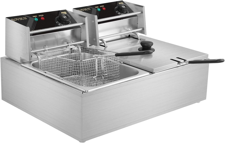 12L Double Deep Fat Fryer 5000W Commercial Dual Tank Electric Fryer