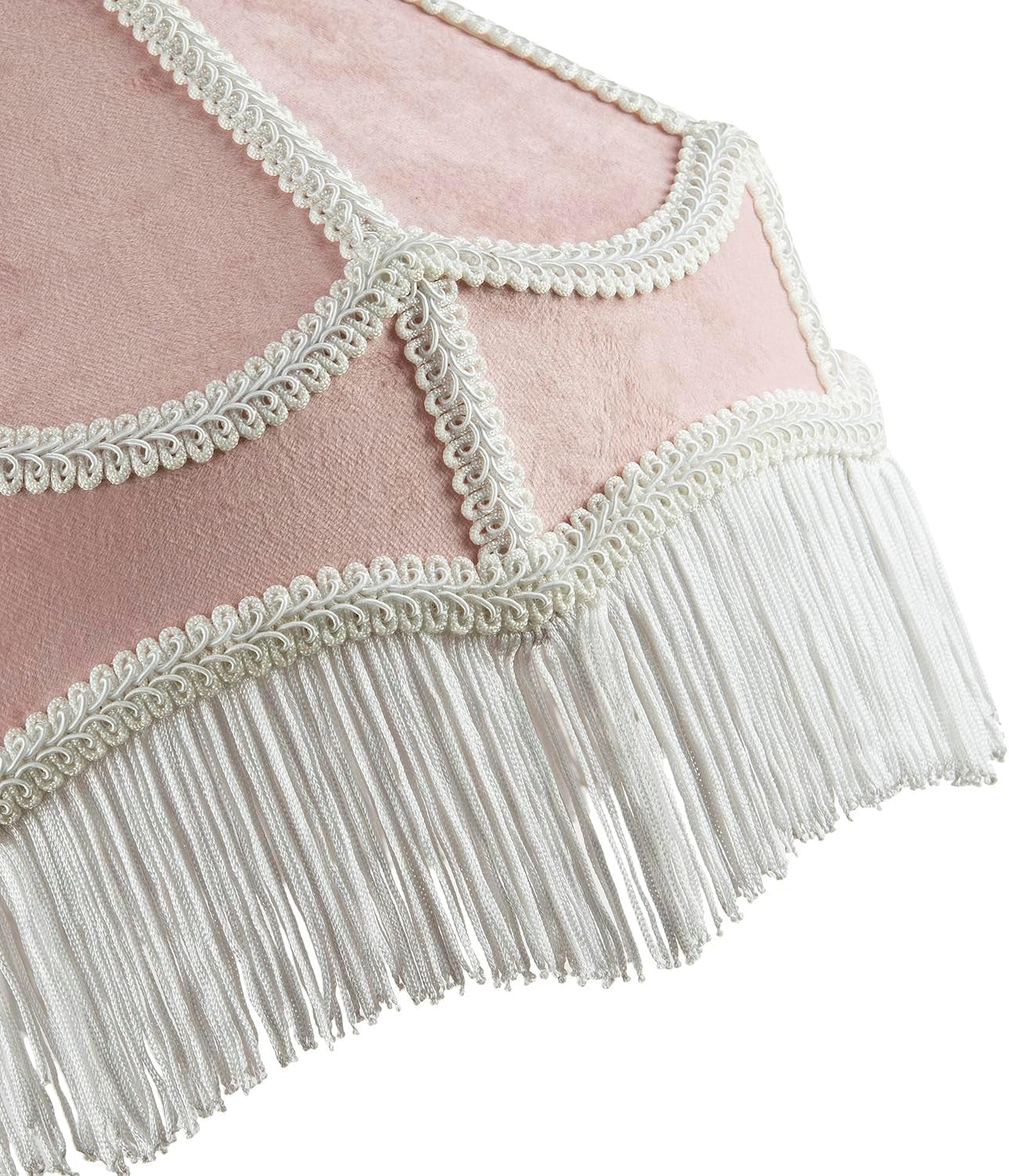 Victorian Empire Velvet Lampshade Soft Pink Tassel Pendant 40cm